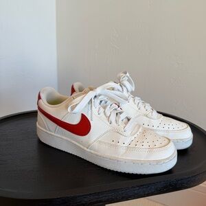 Nike Court Vision Low in Red Stripe - White Body